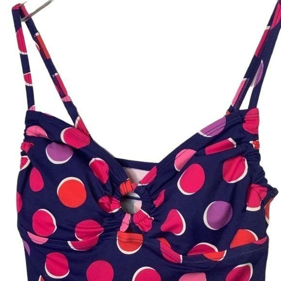 South Point navy polka dot tankini top size 10 - Picture 3 of 6